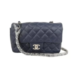 【二手】CHANEL CLASSIC FLAP 深藍色迷你手袋 PD1920