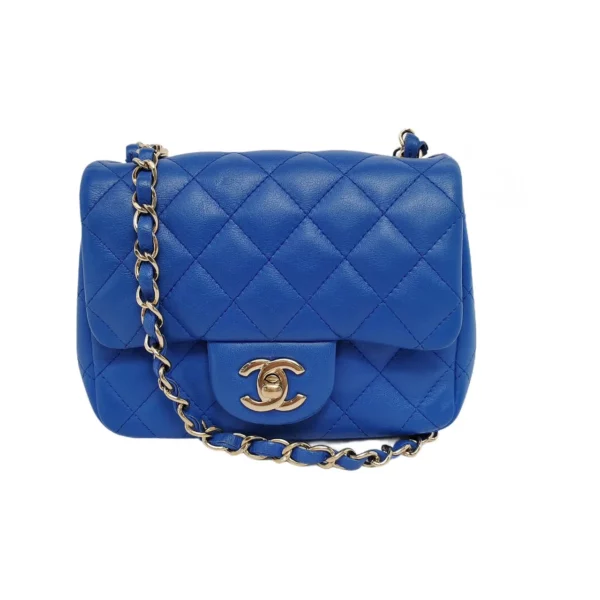 【二手】CHANEL CLASSIC FLAP 藍色迷你手袋 PD1921