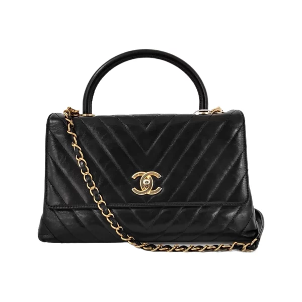 【二手】CHANEL COCO HANDLE CHEVRON 中號垂蓋手袋 A92991 RR1531