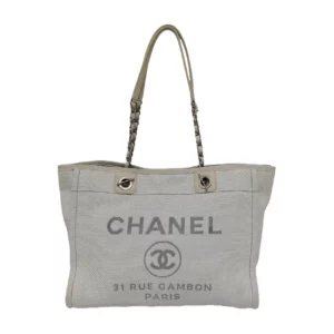【二手】CHANEL DEAUVILLE 淺藍色手提袋 PD1629