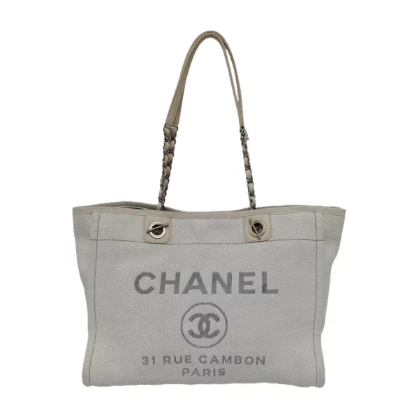 【二手】CHANEL DEAUVILLE 淺藍色手提袋 PD1629