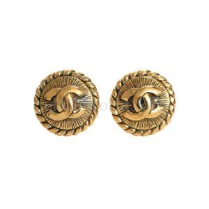 【中古】CHANEL 圓型夾款耳環 E19062