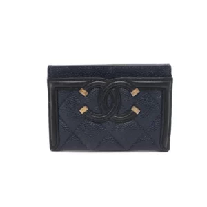 【二手】CHANEL FILIGREE 深藍色卡包 PD1027