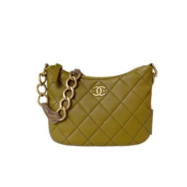 【二手】CHANEL HOBO 綠色羊皮手提包 PD1611