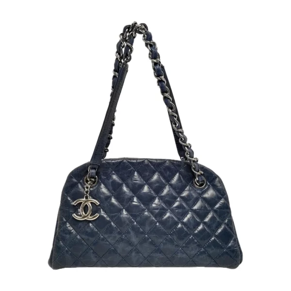 【二手】CHANEL JUST MADEMOISELLE 藍色保齡袋 PD1523