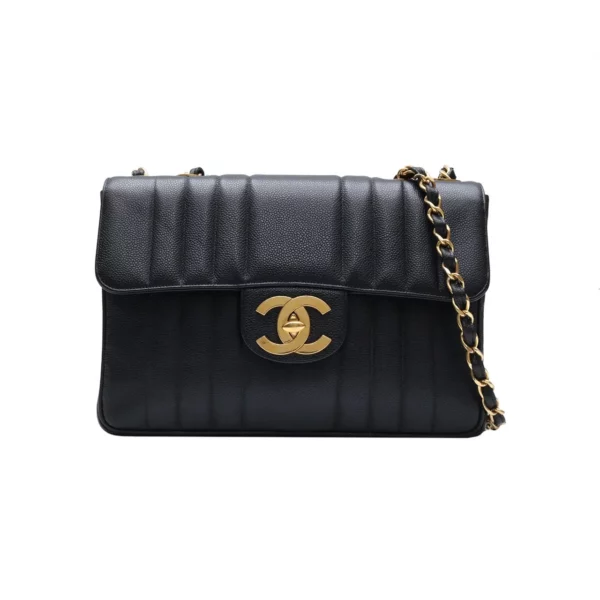 【中古】CHANEL MADEMOISELLE 黑色翻蓋包 PD1183