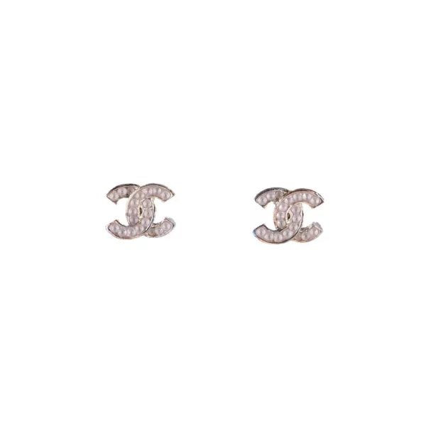 【二手】CHANEL 粉紅色 金扣耳環 PD1086