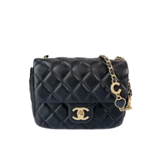 【二手】CHANEL 經典羊皮黑色翻蓋包 PD1244
