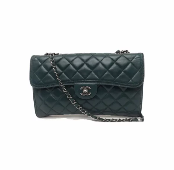【二手】CHANEL 經典 深綠色翻蓋手袋 PD1302