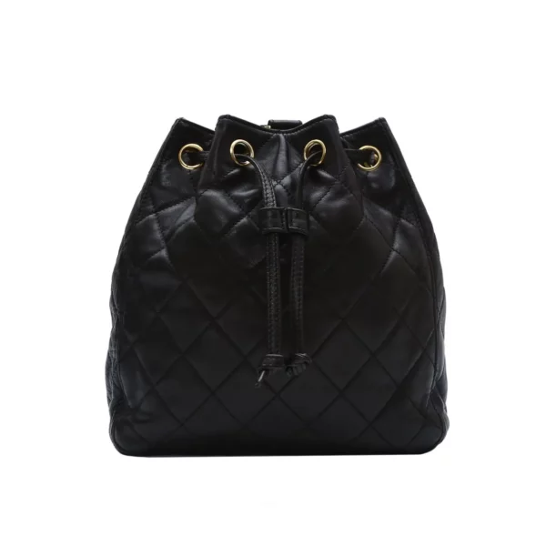 【中古】CHANEL 黑色羊皮單肩包 PD1374