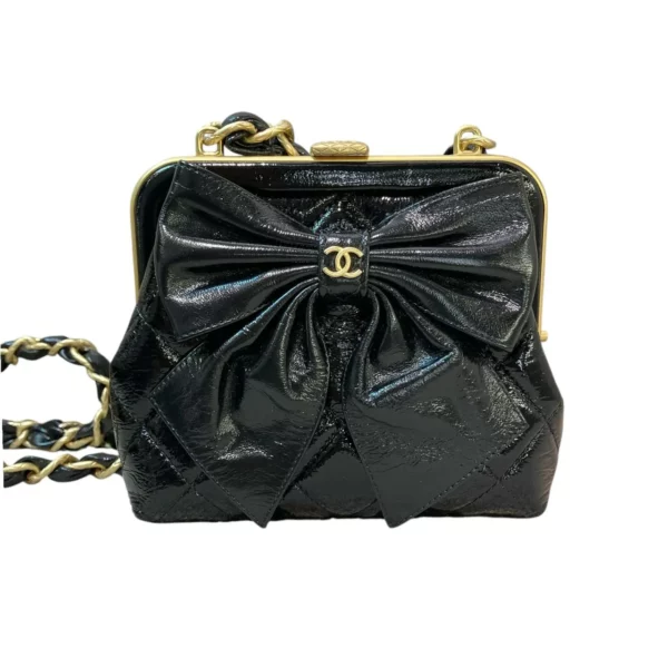【二手】CHANEL 黑金蝴蝶結鏈條包 PD1460