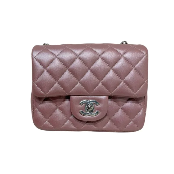 【未使用品】CHANEL 經典迷你限量款幻彩珠光粉方胖子 PD1761