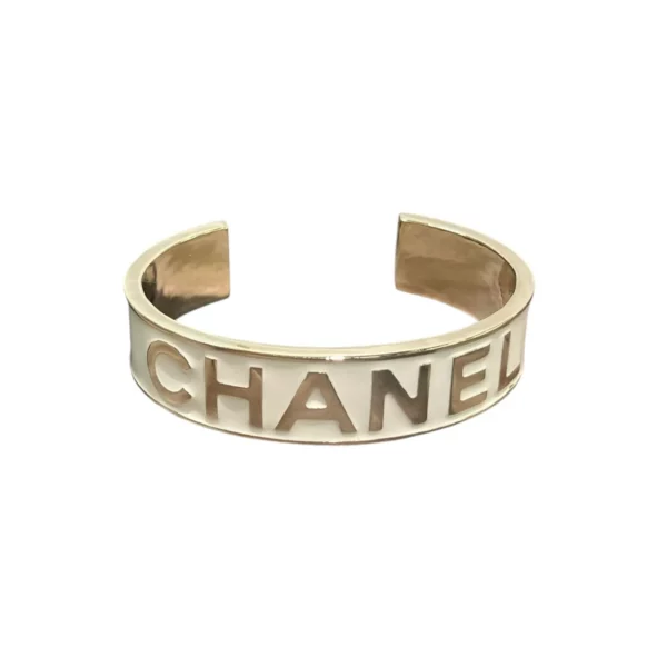 【二手】CHANEL 白字母珐琅手鐲 PD1865