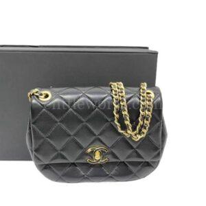 【二手】CHANEL 經典羊皮黑色翻蓋包 PD2075