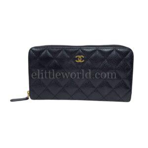 【二手】CHANEL 荔枝皮 黑色拉揀長錢包 PD2088
