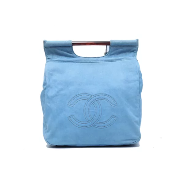 【二手】CHANEL 玳瑁手柄牛仔布手提包 RR1756