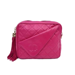 【中古】CHANEL VINTAGE 玫紅相機包 PD1181