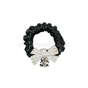 【二手】CHANEL 皮革水鑽蝴蝶結髮帶 VV2074