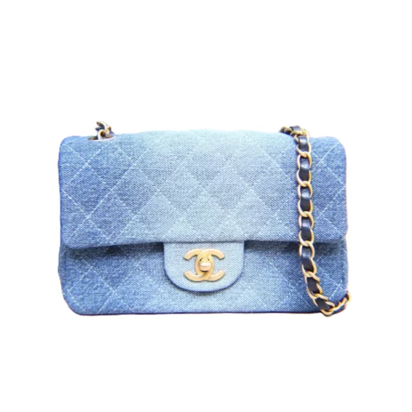 【二手】CHANEL 牛仔布迷你垂蓋手袋 YY1024