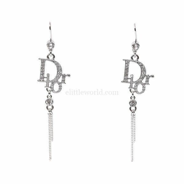 【全新】CHRISTIAN DIOR 水鑽吊墜耳環 E18985