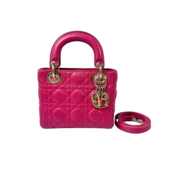 【二手】CHRISTIAN DIOR LADY DIOR 迷你玫紅手袋 PD2072