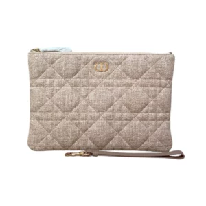 【未使用品】CHRISTIAN DIOR 米色棉麻手拿包 PD1412