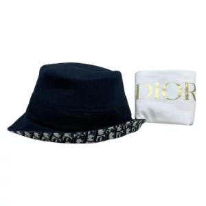 【未使用品】CHRISTIAN DIOR 藍色老花漁夫帽 PD1785