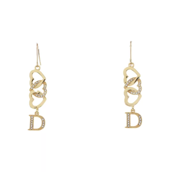 【二手】CHRISTIAN DIOR 心形水晶吊墜耳環 RR1130