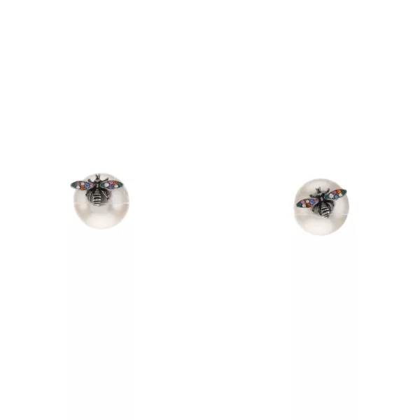 【二手】CHRISTIAN DIOR TRIBALES 蜜蜂珍珠耳環 RR1695