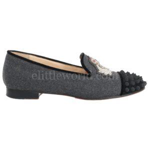 【二手】CHRISTIAN LOUBOUTIN 徽章刺繡皮革樂福鞋 36.5