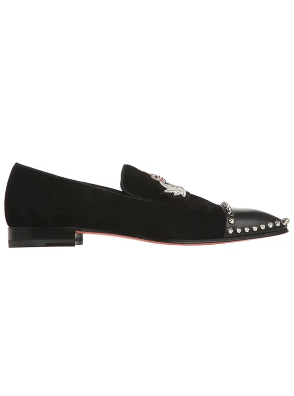 【二手】CHRISTIAN LOUBOUTIN 鉚釘飾刺繡樂福鞋 42