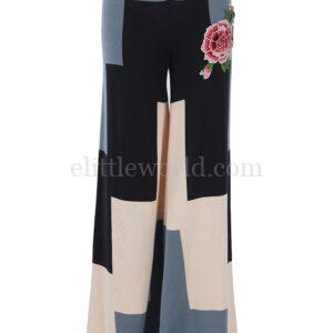 【二手】CIRCUS HOTEL 刺繡拼接闊腿褲 40