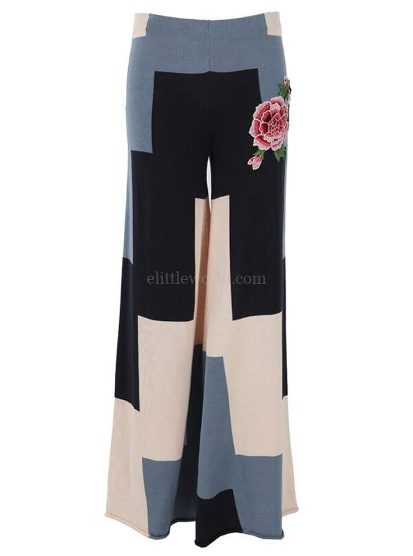 【二手】CIRCUS HOTEL 刺繡拼接闊腿褲 40