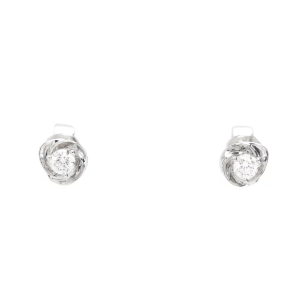 【全新】DE BEERS 18K 白金鑽石耳環 E20876