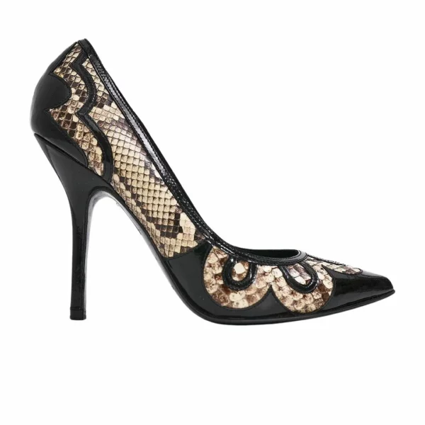 【二手】DOLCE AND GABBANA 蟒蛇皮壓紋高跟鞋 35.5 E22095