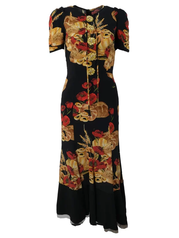 【二手】DOLCE & GABBANA 花卉印花晶飾連衣裙 36