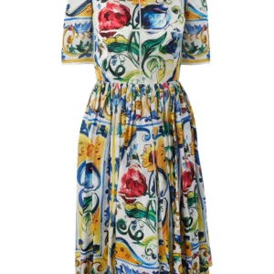 【二手】DOLCE & GABBANA 圖案印花真絲連衣裙 36