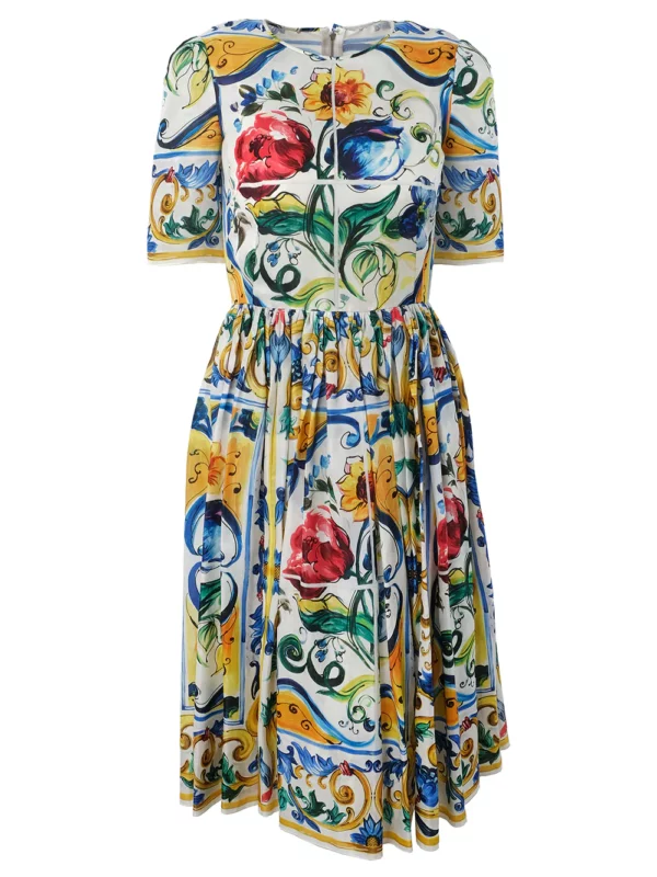 【二手】DOLCE & GABBANA 圖案印花真絲連衣裙 36