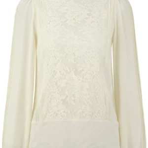 【二手】DOLCE & GABBANA 鑲嵌扣飾蕾絲拼接上衣 36