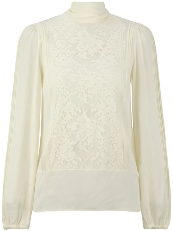 【二手】DOLCE & GABBANA 鑲嵌扣飾蕾絲拼接上衣 36