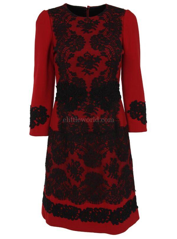 【二手】DOLCE & GABBANA 花卉蕾絲拼接連衣裙 38