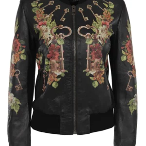 【二手】DOLCE & GABBANA 圖案印花皮夾克 42