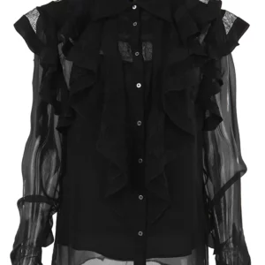 【二手】FAITH CONNEXION 荷葉邊飾蕾絲上衣 L