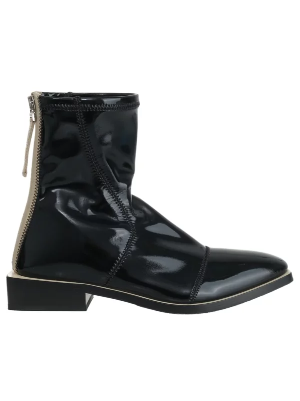 【二手】FENDI 方頭漆皮拼色短靴 37