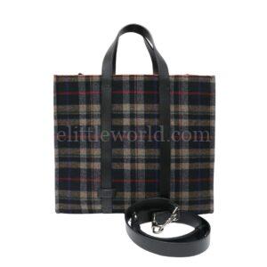 【二手】FENDI 格紋羊毛和皮革手提包 E20226