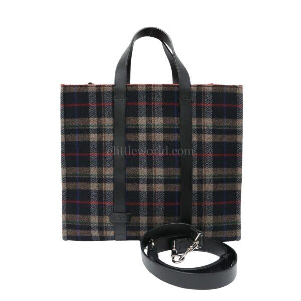 【二手】FENDI 格紋羊毛和皮革手提包 E20226