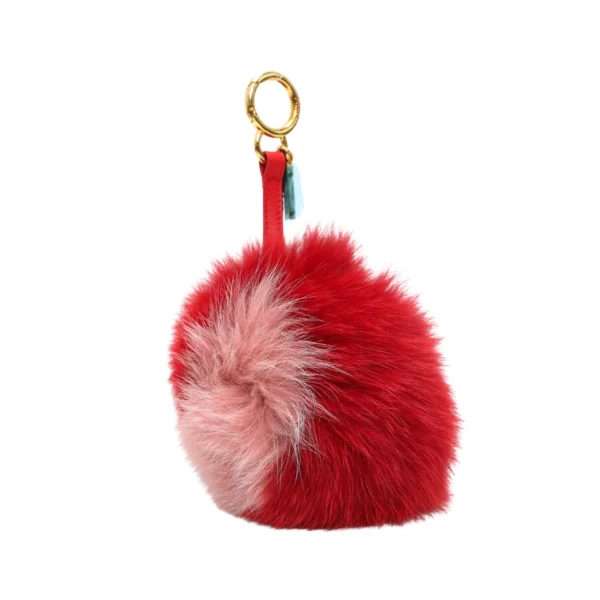 【全新】FENDI 愛心拼色皮草吊飾 E21520
