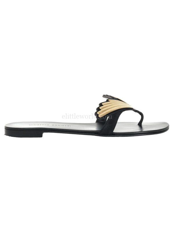 【二手】GIUSEPPE ZANOTTI 金色配件皮革涼鞋 36