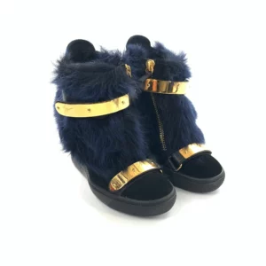 GIUSEPPE ZANOTTI LEATHER AND BEAVER FUR 運動鞋