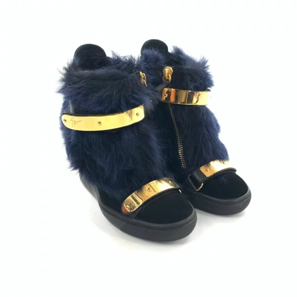 GIUSEPPE ZANOTTI LEATHER AND BEAVER FUR 運動鞋